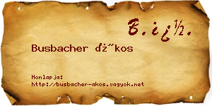 Busbacher Ákos névjegykártya